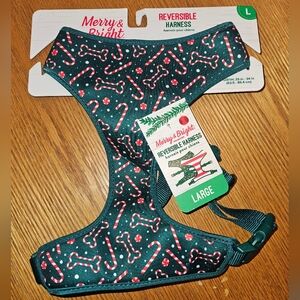 Large reversible Christmas dog harness